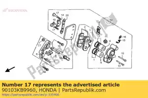 Honda 90103KB9960 parafuso, calibre - Lado inferior
