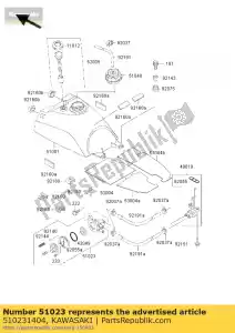 Kawasaki 510231404 grifo, combustible - Lado inferior