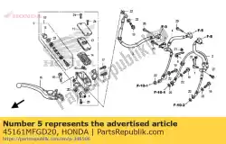 Aqui você pode pedir o grampo, mangueira de freio em Honda , com o número da peça 45161MFGD20: