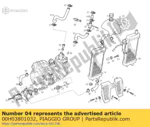 Piaggio Group 00H03801032 radiator pump rubber tube - Bottom side