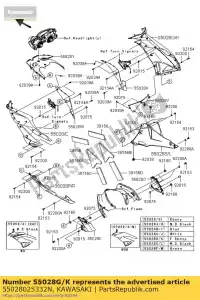 Kawasaki 55028025332N cowling,side,rh,f.ebony - Bottom side