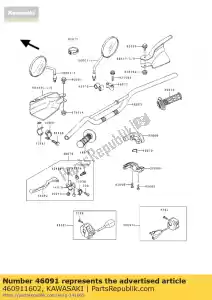 kawasaki 460911602 controle de montagem de caixa, klx250-e - Lado inferior