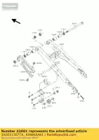 330011307TX, Kawasaki, Arm-comp-swing, zilver kawasaki kx  b kx60 60 , Nieuw