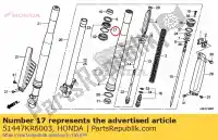 51447KR6003, Honda, anello, tappo paraolio honda  cb cbf cbr cmx cr crf nx vfr xlr 80 85 125 150 250 300 450 500 600 750 1986 1987 1988 1989 1990 1991 1993 1995 1996 1997 1998 1999 2000 2001 2002 2003 2004 2005 2006 2007 2008 2009 2011 2012 2013 2014 2017 2018 2019 2020, Nuovo