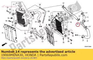 honda 19069MENA30 junta, manguera de agua - Lado inferior