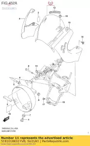 suzuki 5181018K01YVB cover,meter center(black) - Bottom side