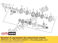 AP0634110, Piaggio Group, Versnelling z = 23 aprilia  classic classic 610 etx mx rotax 122 rx rx sx 125 1994 1995 1996 1997 1998 1999 2004 2005 2006 2008 2009 2010, Nieuw