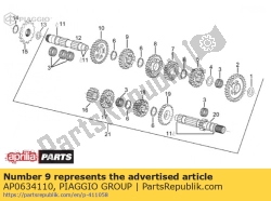 Aprilia AP0634110, Engranaje z = 23, OEM: Aprilia AP0634110