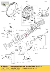 kawasaki 120CC0616 01 soquete de parafuso, 6x16 - Lado inferior