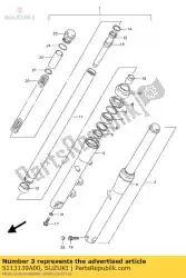 Aquí puede pedir tubo, horquilla derecha de Suzuki , con el número de pieza 5113139A00: