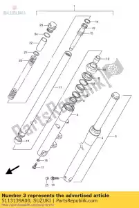 suzuki 5113139A00 tubo, horquilla derecha - Lado inferior