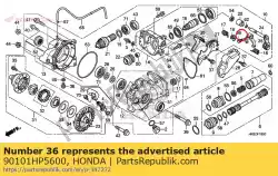 Here you can order the bolt, special, 6mm from Honda, with part number 90101HP5600: