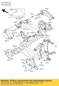 Kawasaki 270120025 gancho, tapa lateral, derecha - Lado inferior