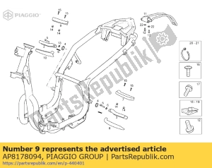 aprilia AP8178094 borracha dos apoios para os pés traseiros da direita - Lado inferior