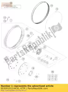 ktm 6030910114430 roda dianteira cpl. 3,0 / 19 - Lado inferior