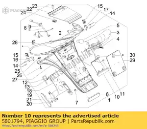 Piaggio Group 5801794 number plate support - Bottom side