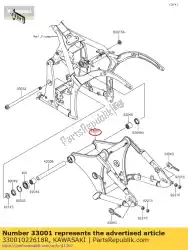 Ici, vous pouvez commander le bras-comp-swing vn900cafa auprès de Kawasaki , avec le numéro de pièce 33001022618R: