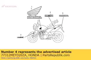 Honda 77312METD20ZA marca, rr. capuz * tipo1 * - Lado inferior