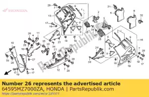 Honda 64595MZ7000ZA capa, l. capuz do meio * nh - Lado inferior
