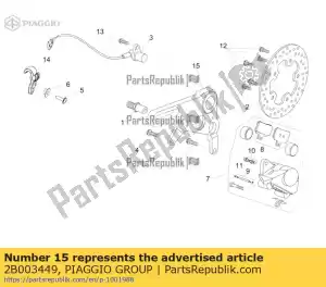 Piaggio Group 2B003449 suporte para pinça de freio traseiro - Lado inferior