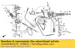 Aquí puede pedir cable comp., freno de mano de Honda , con el número de pieza 43460HN5670: