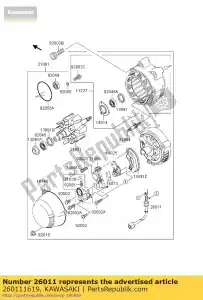 Kawasaki 260111619 fio-chumbo, gerador - Lado inferior