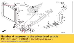 Aqui você pode pedir o braçadeira, mangueira, 2. 432 mm em Honda , com o número da peça 19516ML7691: