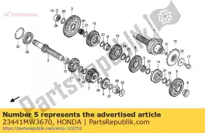 Honda 23441MW3670 gear, countershaft second - Bottom side