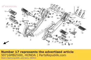 Honda 50716MBZG00 borracha, r. degrau da garupa - Lado inferior