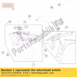 Aquí puede pedir fueltank cpl. 9l efi exc de KTM , con el número de pieza 7810701304499: