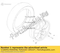 1C004614000HW, Piaggio Group, ruota anterior vespa rp8md3100, rp8md3101 zapma39m zapmd3100, zapmd3101 zapmd3200, zapmd3201 125 300 2019 2020 2021 2022, Novo