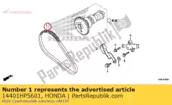 Ici, vous pouvez commander le chaîne, came (borg warner) (60l) auprès de Honda , avec le numéro de pièce 14401HP5601: