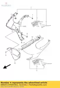 Suzuki 6869515H00HWZ cinta, cowli lateral - Lado inferior