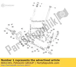 Piaggio Group 6692345 braço tubo de direção completo - Lado inferior