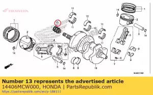 honda 14406MCW000 pignon, distribution (19t) - La partie au fond