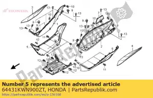 Honda 64431KWN900ZT cubierta, r. lado * nha84p * - Lado inferior