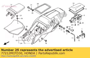 Honda 77212MCFD30 goma, capota del asiento - Lado inferior