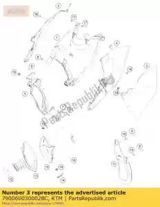 ktm 7900600300028C tampa da caixa de ar esquerda - Lado inferior