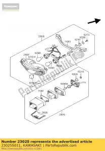 Kawasaki 23025S011 lamp-tail - Bottom side