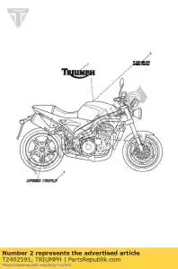 triumph T2402591 decal, fuel tank, centre - Bottom side