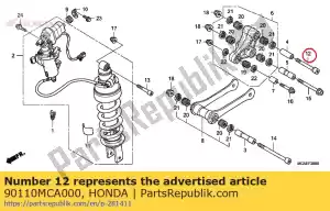 Honda 90110MCA000 perno, casquillo, 12x90 - Lado inferior