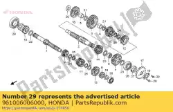 Here you can order the bearing, radial ball, 600 from Honda, with part number 961006006000: