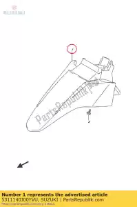 Suzuki 5311140J00YVU garde-boue avant - La partie au fond