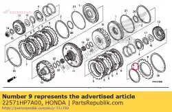 plaat a, koppelingsgeleider van Honda, met onderdeel nummer 22571HP7A00, bestel je hier online: