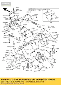 kawasaki 110471358 beugel, zijbekleding, kle500-a - Onderkant