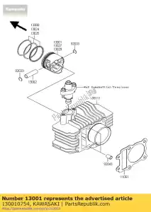 Kawasaki 130010754 zuigermotor, std - Onderkant