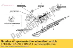 geen beschrijving beschikbaar op dit moment van Honda, met onderdeel nummer 87109KZF920ZD, bestel je hier online:
