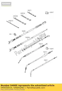 Kawasaki 540050019 freio de cabo traseiro - Lado inferior