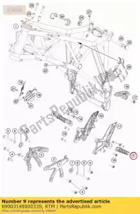 KTM 6900314000033S reposapiés delantero l / s 13 - Lado inferior