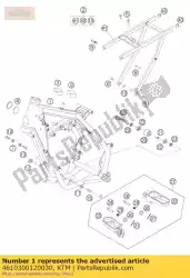 Here you can order the frame 65 sx 'md6r from KTM, with part number 4610300120030: